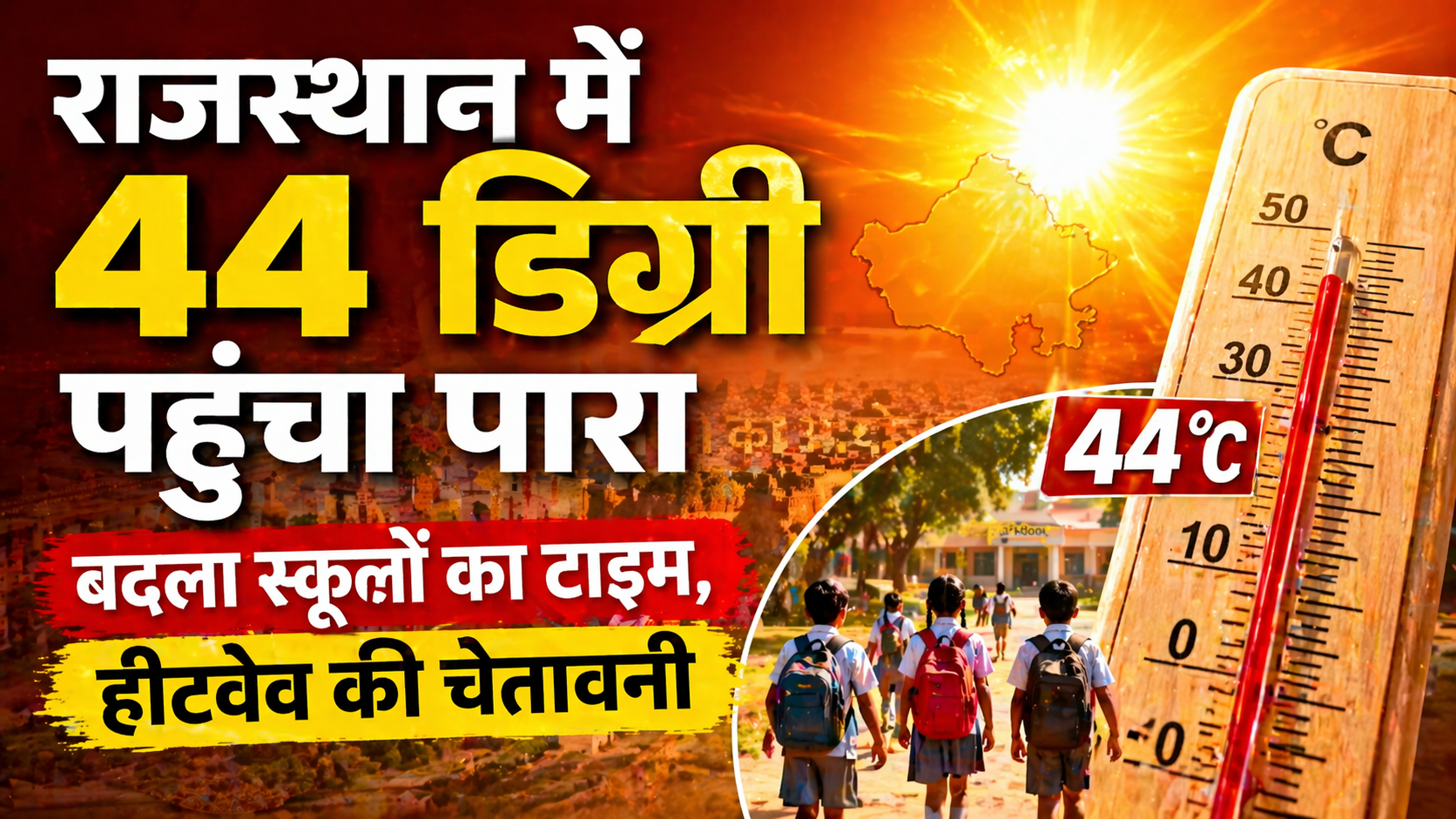 राजस्थान में 44 डिग्री पहुंचा पारा; बदला स्कूलों का टाइम, हीटवेव की चेतावनी